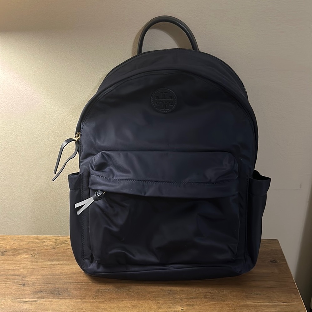 Tory Burch Navy Ella Zip Backpack Nylon